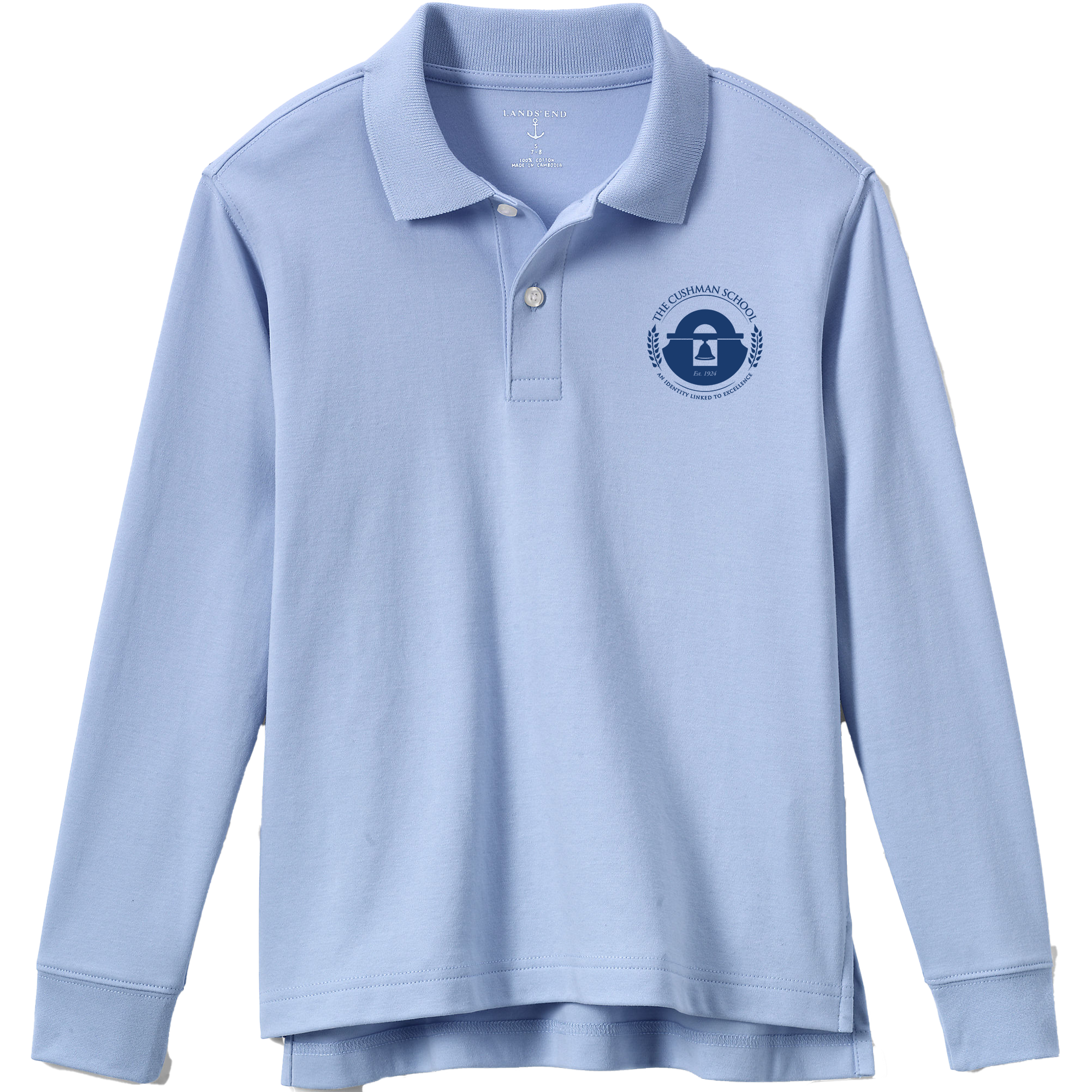Long Sleeve Interlock Polo- Blue