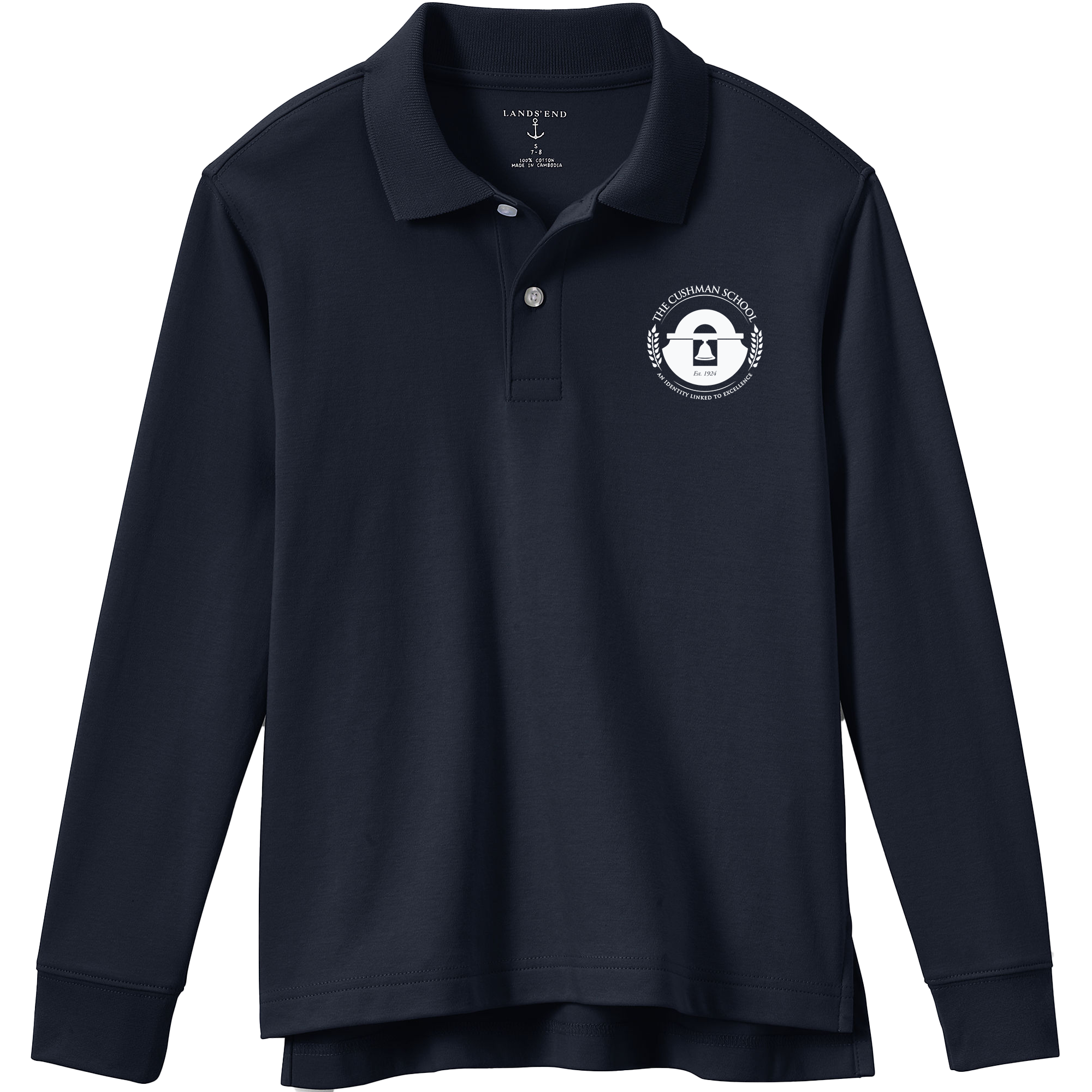 Long Sleeve Interlock Polo- Navy