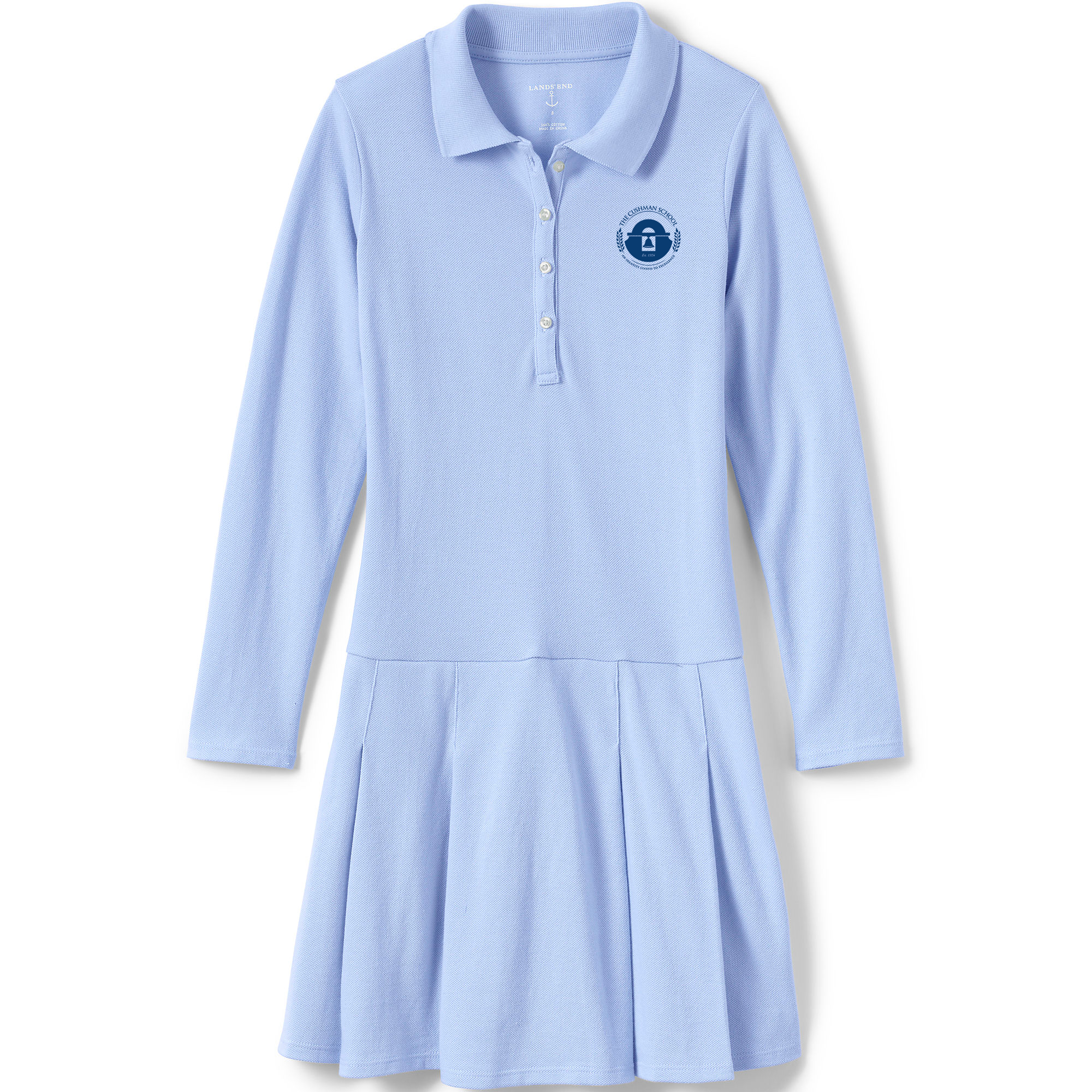 Mesh Polo Dress Long Sleeve- Blue